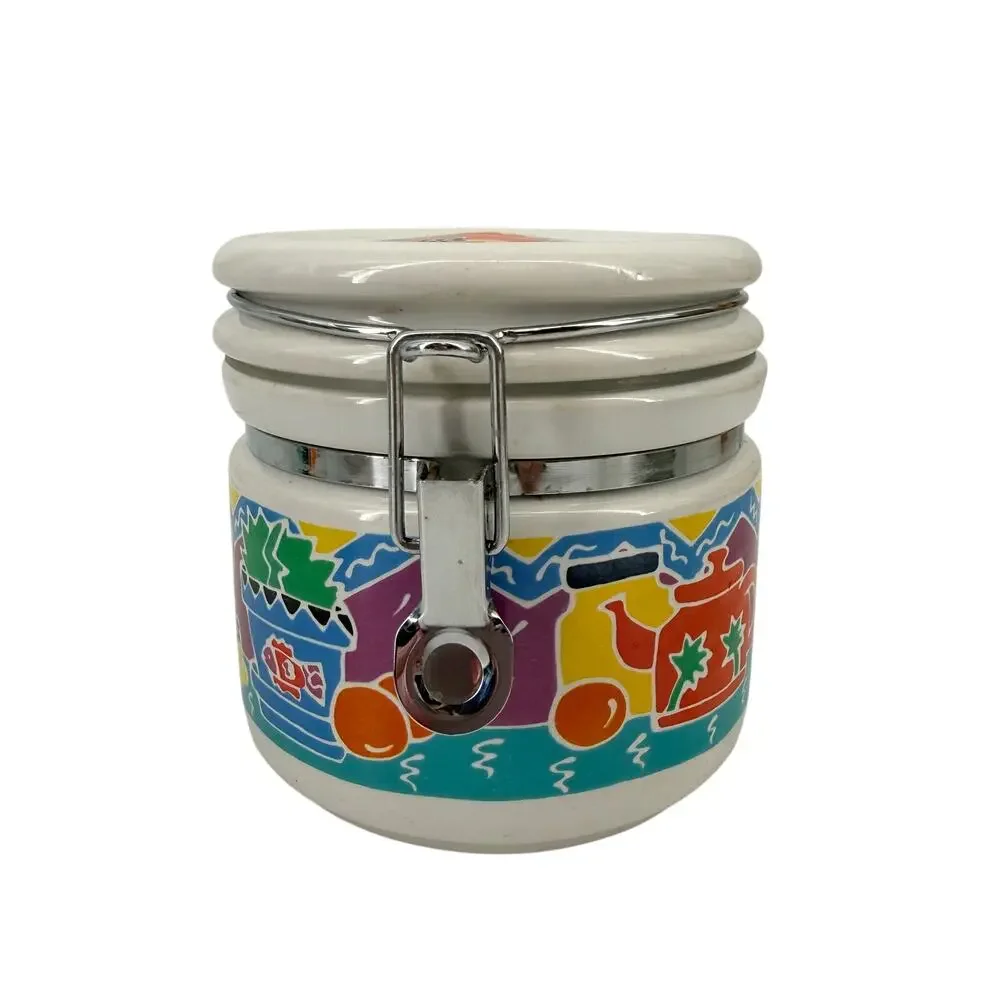 Vtg Chaleur Judith Geiger 1987 3Pc Ceramic Canister Set Postmodern Memphis Style